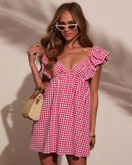 Daniela Gingham Babydoll Mini Dress