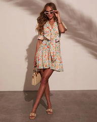 Evena Front Tie Floral Mini Dress