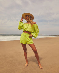 Elysia Off The Shoulder Long Sleeve Crop Top