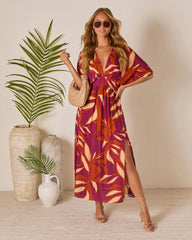 Erin Printed Kimono Sleeve Maxi Dress