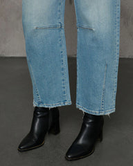Evangelina Stretch Distressed Barrel Jeans