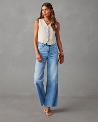 Aleesia Stretch Mid Rise Wide Leg Jeans