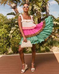 Antari Tiered Colorblock Mini Dress