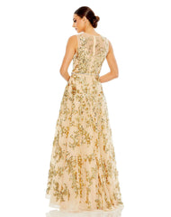 Mac Duggal 10953 Long Sequined Sleeveless Scoop Neck A Line Dress