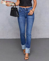 Aldah Super Stretch Cuffed Mid Rise Jeans