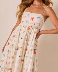 Harbor Days Nautical Print Maxi Dress