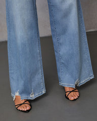 Inka Super Stretch Distressed Wide Leg Jeans
