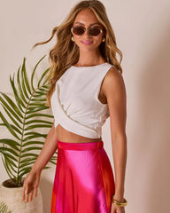 Christien Surplice Hem Crop Top