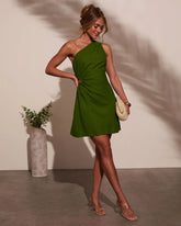 Collins Ruched One Shoulder Mini Dress