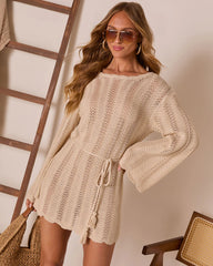 Cactus Rose Crochet Cover Up Mini Dress