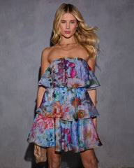 Eloisa Tiered Strapless Floral Mini Dress