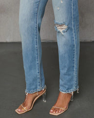 Grazie Rigid Cropped High Rise Distressed Jeans
