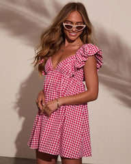 Daniela Gingham Babydoll Mini Dress
