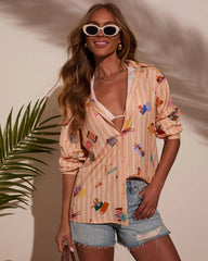 Chance Of Sun Novelty Button Down Top
