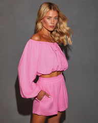 Elysia Off The Shoulder Long Sleeve Crop Top