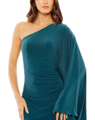 Mac Duggal 20673 One Shoulder Cape Sleeve High Low Dress