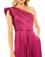 Mac Duggal 27458 One Shoulder Charmeuse Heat Pleated Jumpsuit