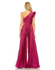 Mac Duggal 27458 One Shoulder Charmeuse Heat Pleated Jumpsuit