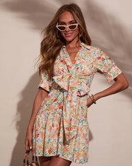 Evena Front Tie Floral Mini Dress