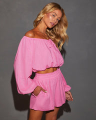 Elysia Off The Shoulder Long Sleeve Crop Top