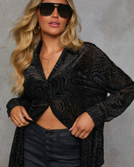 Darlena Velvet Mesh Abstract Top