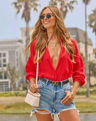 Caylen Pocketed Button Down Top