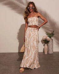 Coastal Views Smocked Strapless Crop Top