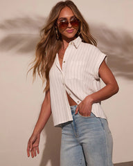 Demetria Linen Short Sleeve Top