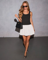 Destene Color Block Bubble Skirt Mini Dress