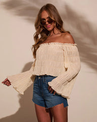 Gypsy Glow Smocked Off Shoulder Top