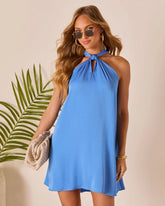 Island Bloom Halter Neck Mini Dress