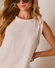 Grecian Glow Frayed Linen Top