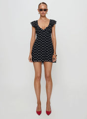I Guess So Mini Dress Black Polka Dot Petite