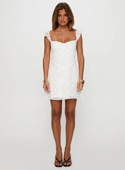 Past And Present Burnout Tie Back Mini Dress White