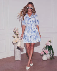 Anise Belted Abstract Mini Dress