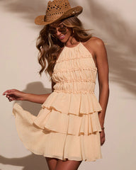 Hey Partner Ruffle Halter Mini Dress