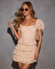 Blush Dreamer Tiered Lace Mini Dress