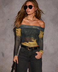 Dreams Only Abstract Off The Shoulder Top