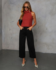 In Full Stretch High Rise Wide Leg Cropped Jeans
