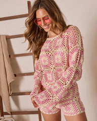 Clio Geometric Crochet Cover Up Top