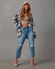 Axton Oversized Plaid Button Down Top