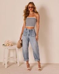 Homegrown Rigid Cuffed High Waisted Barrel Jeans