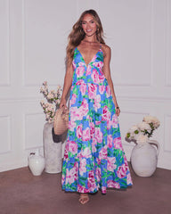 Flower Fancies Plunging Floral Maxi Dress
