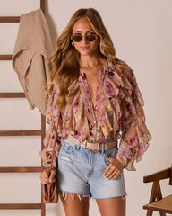 Anastelle Ruffle Chiffon Top