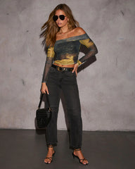 Dreams Only Abstract Off The Shoulder Top