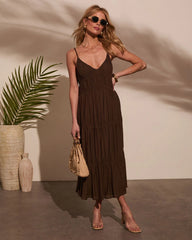 Coastal Cool Ruched Tiered Maxi Dress