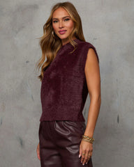 Becka Fuzzy Knit Sleeveless Sweater Top