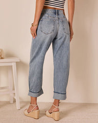 Homegrown Rigid Cuffed High Waisted Barrel Jeans