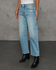 Evangelina Stretch Distressed Barrel Jeans