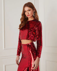 Gillian Sequin Long Sleeve Crop Top